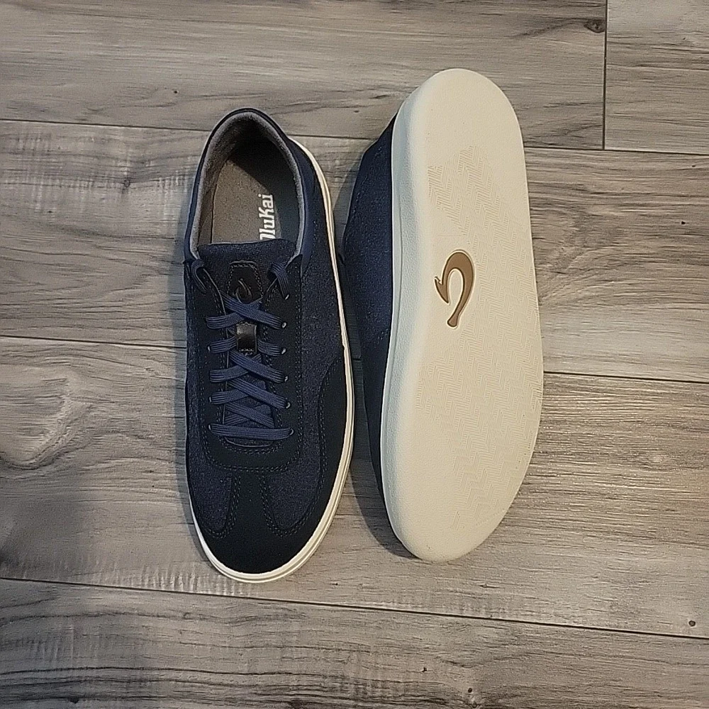 OluKai Puliki Vintage Indigo Suede Textile‎ Lace Up Casual Sneakers Men 8.5 NEW